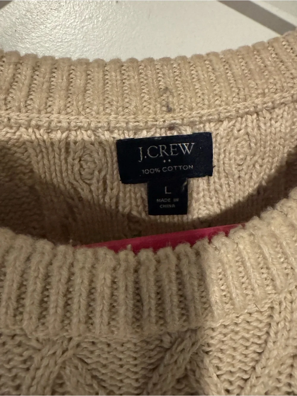 J. Crew Cream Cable Knit Crewneck Sweater